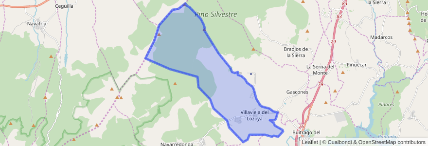 Mapa de ubicacion de Villavieja del Lozoya.