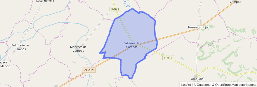 Mapa de ubicacion de Villerías de Campos.