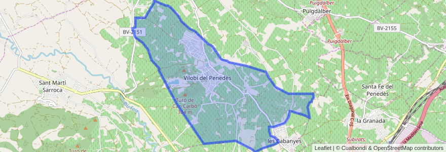 Mapa de ubicacion de Vilobí del Penedès.