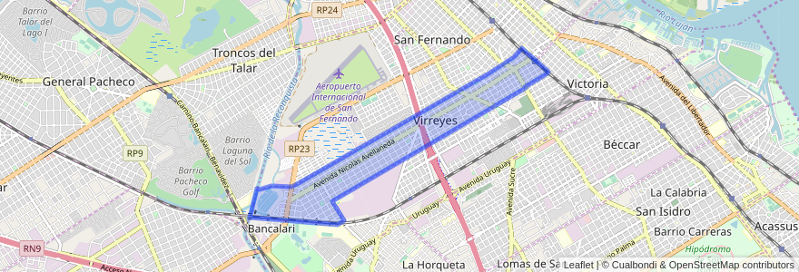 Mapa de ubicacion de Virreyes.