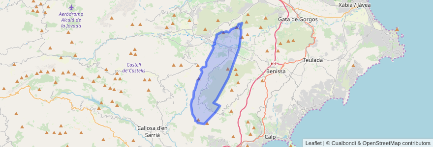 Mapa de ubicacion de Xaló.