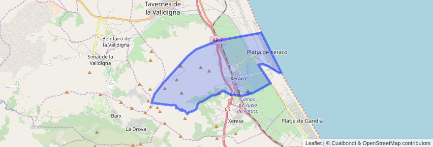 Mapa de ubicacion de Xeraco.