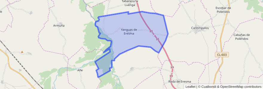 Mapa de ubicacion de Yanguas de Eresma.