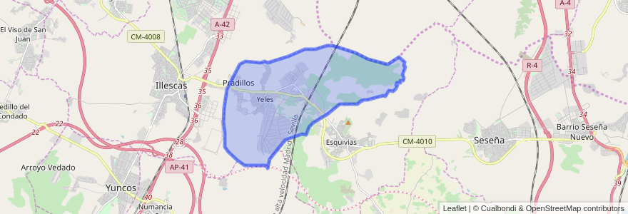 Mapa de ubicacion de Yeles.