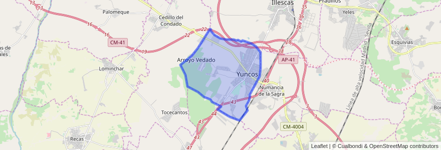 Mapa de ubicacion de Yuncos.