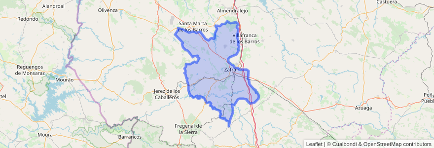 Mapa de ubicacion de Zafra - Río Bodión.