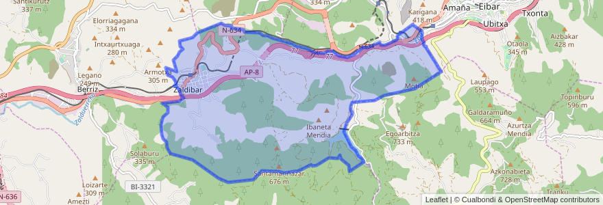 Mapa de ubicacion de Zaldibar.