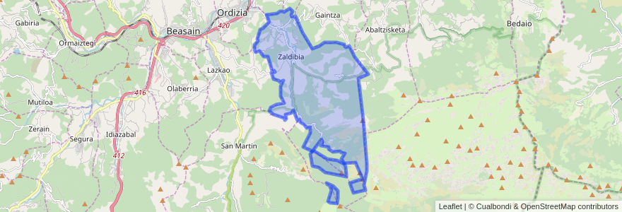 Mapa de ubicacion de Zaldibia.