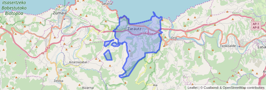 Mapa de ubicacion de Zarautz.