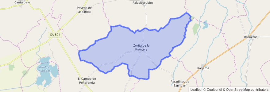 Mapa de ubicacion de Zorita de la Frontera.