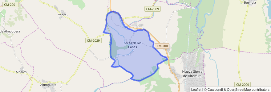 Mapa de ubicacion de Zorita de los Canes.