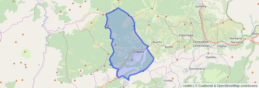 Mapa de ubicacion de Zubieta.