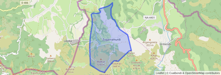 Mapa de ubicacion de Zugarramurdi.