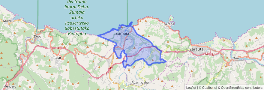 Mapa de ubicacion de Zumaia.