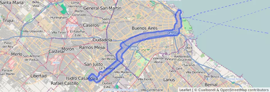 线路的公共交通覆盖 126 在 阿根廷.