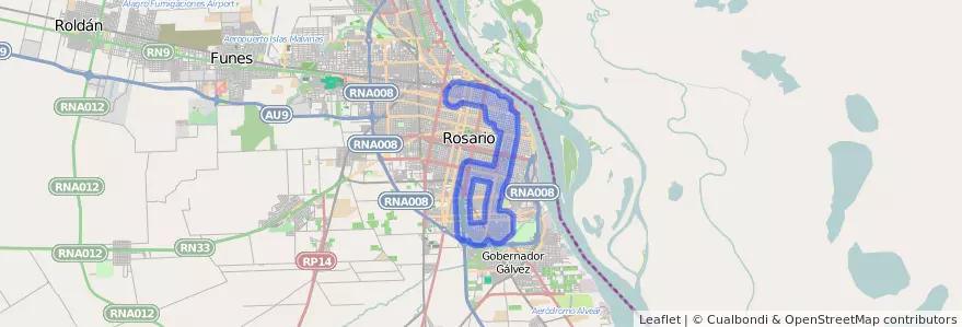 线路的公共交通覆盖 137 在 罗萨里奥.