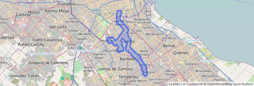 线路的公共交通覆盖 179 在 布宜诺斯艾利斯省.