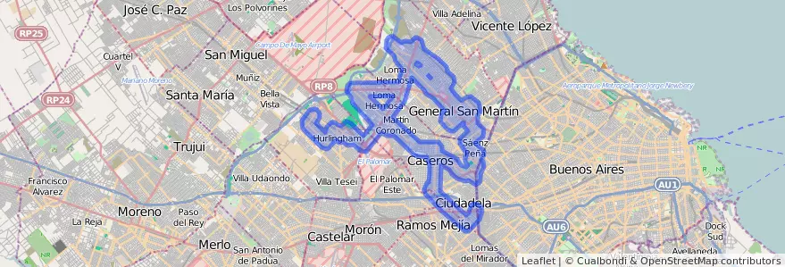 Public transportation coverage of the line 237 in Buenos Aires.