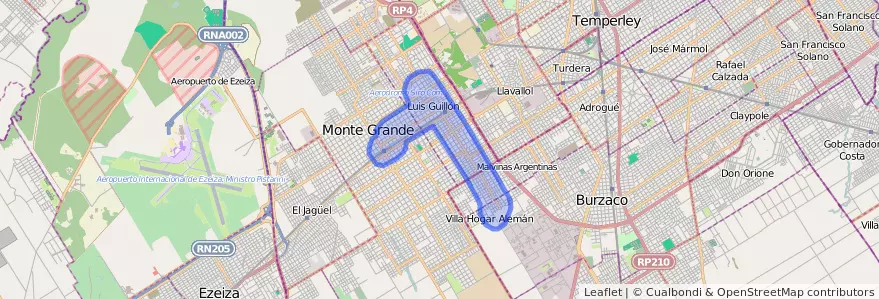 Cobertura de transporte público de la línea 245 en Buenos Aires.