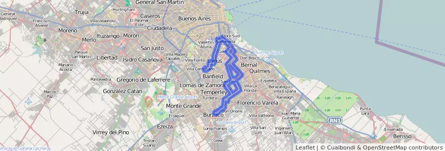 Public transportation coverage of the line 271 in Buenos Aires.