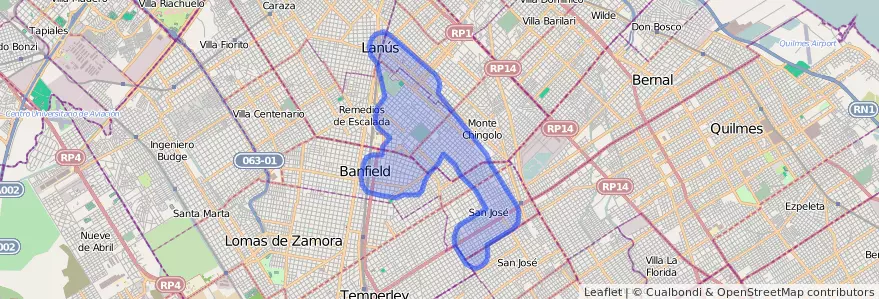 Public transportation coverage of the line 299 in Buenos Aires.