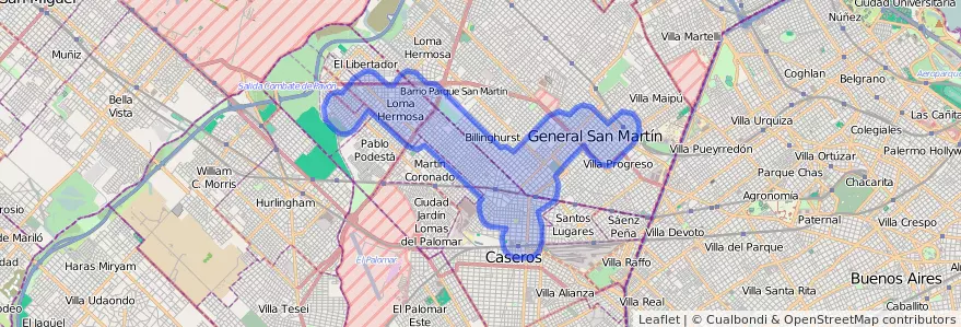 Public transportation coverage of the line 328 in Buenos Aires.