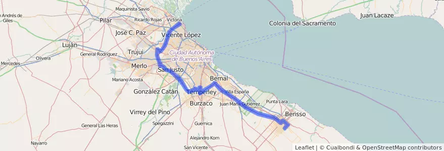 Couverture de la ligne 338 (TALP) dans Province de Buenos Aires.