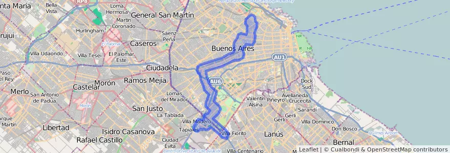Public transportation coverage of the line 36 in Autonomous City of Buenos Aires.