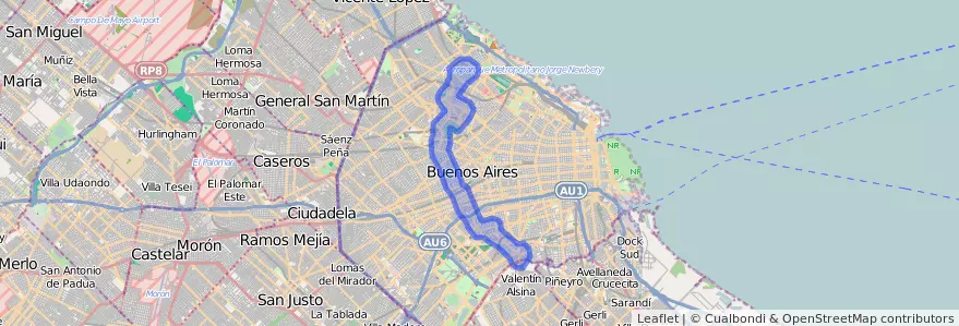 线路的公共交通覆盖 44 在 Ciudad Autónoma de Buenos Aires.