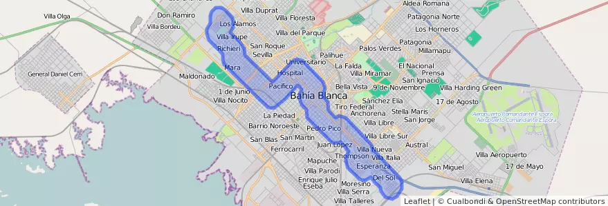 Liputan pengangkutan awam talian 512 dalam Bahía Blanca.