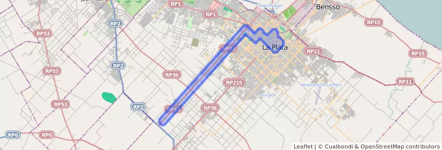 Liputan pengangkutan awam talian 561 dalam Partido de La Plata.