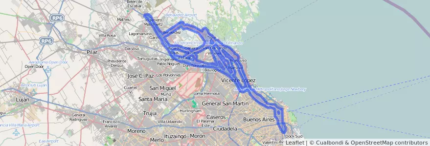 Couverture de la ligne 60 dans Province de Buenos Aires.