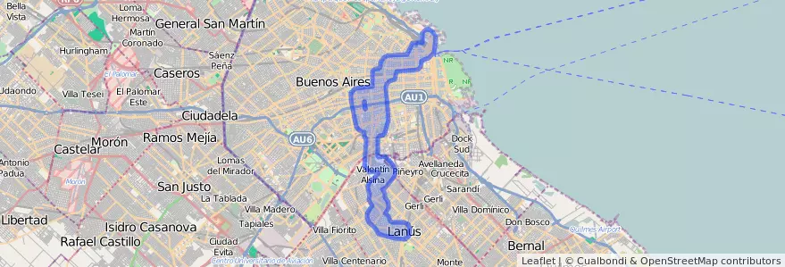 Liputan pengangkutan awam talian 75 dalam Argentina.