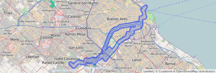 线路的公共交通覆盖 91 在 阿根廷.