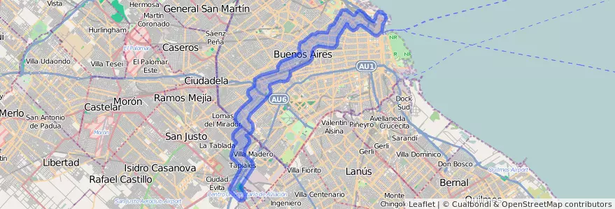 Liputan pengangkutan awam talian 92 dalam Argentina.