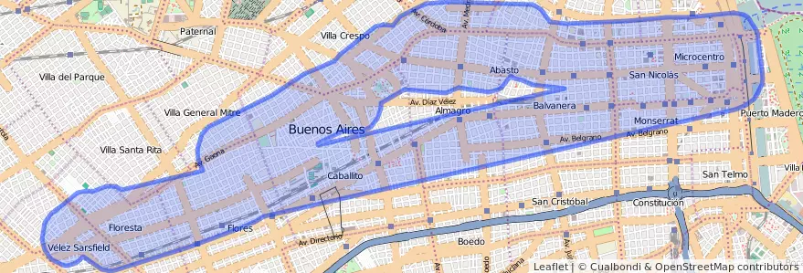 پوشش حمل و نقل عمومی خط 99 در ظرف Ciudad Autónoma de Buenos Aires.