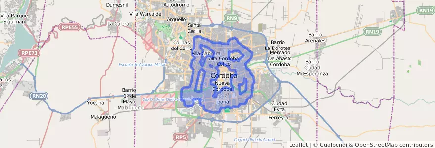 线路的公共交通覆盖 Circunvalacion 在 Municipio de Córdoba.