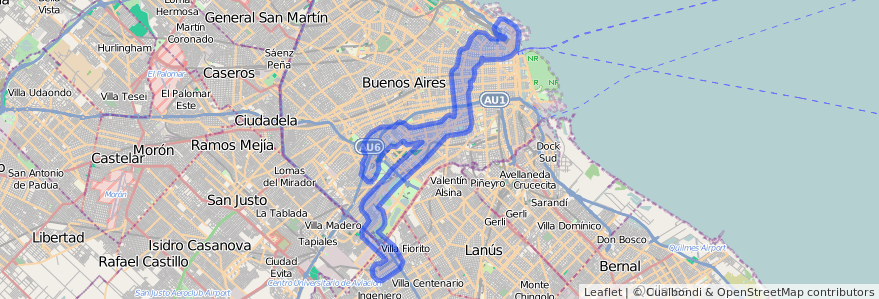 Liputan pengangkutan awam talian 101 dalam Ciudad Autónoma de Buenos Aires.