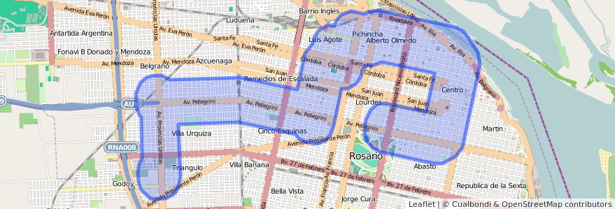 Copertura del trasporto pubblico della linea 120 a Rosario.