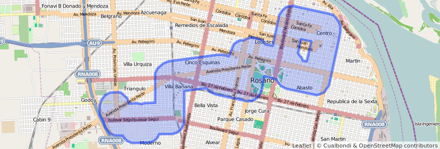 Cobertura de transporte público de la línea 125 en Rosario.