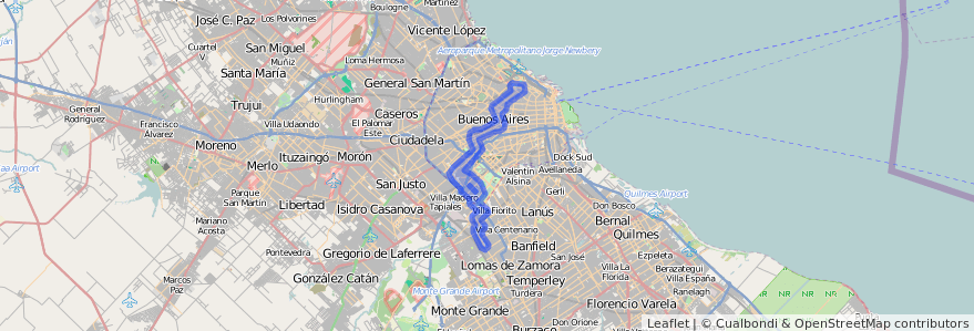 Liputan pengangkutan awam talian 141 dalam Ciudad Autónoma de Buenos Aires.