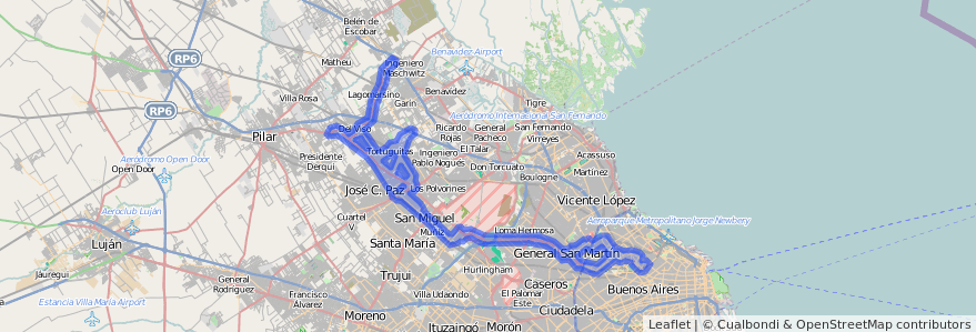 Cobertura de transporte público de la línea 176 en Buenos Aires.