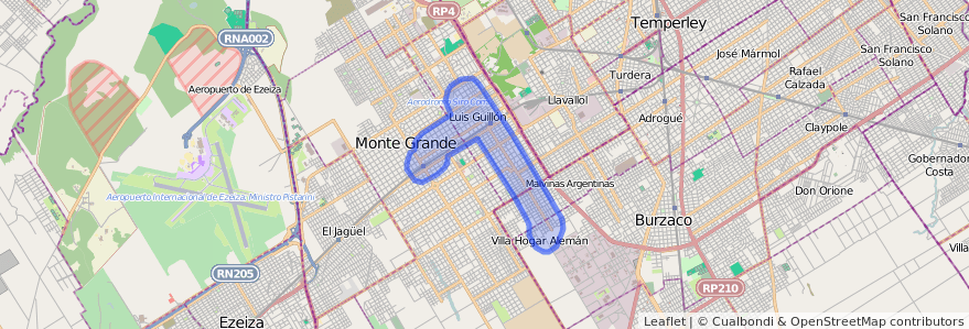 Cobertura de transporte público de la línea 245 en Buenos Aires.