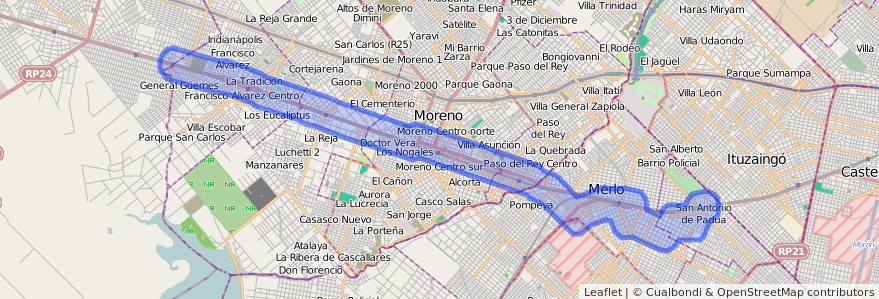 Cobertura de transporte público de la línea 327 en Buenos Aires.