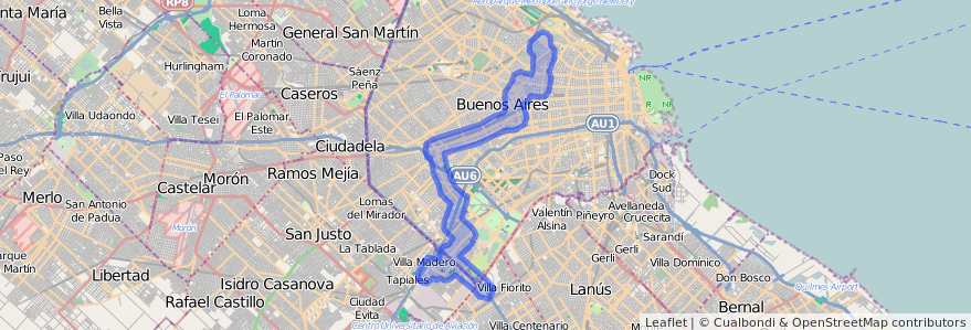 Liputan pengangkutan awam talian 36 dalam Ciudad Autónoma de Buenos Aires.