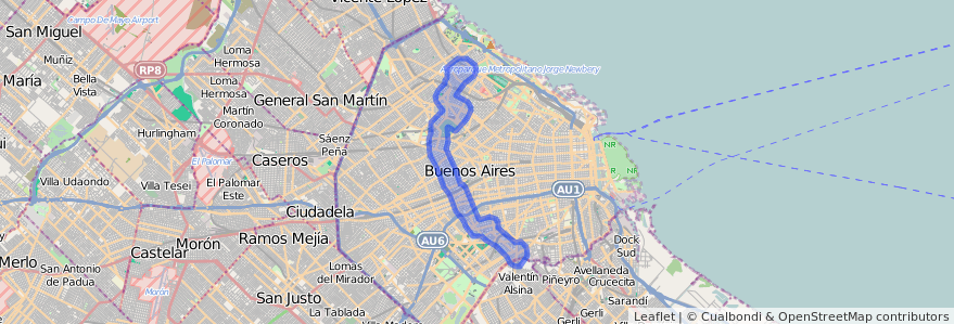 路線の公共交通カバレッジ 44 に Ciudad Autónoma de Buenos Aires.