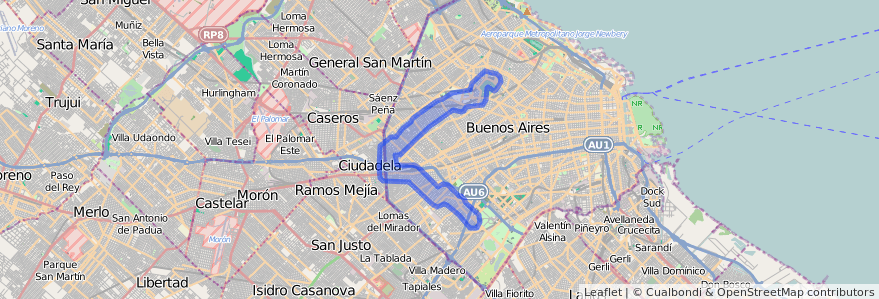 线路的公共交通覆盖 47 在 Ciudad Autónoma de Buenos Aires.
