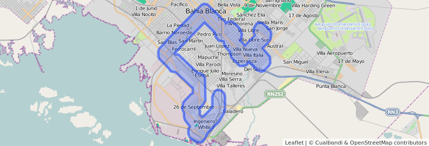 Cobertura de transporte público de la línea 504 en Cuartel II.