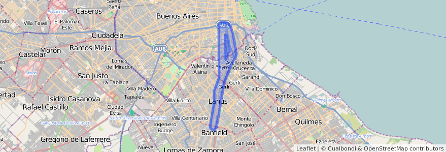 Copertura del trasporto pubblico della linea 51 a Provincia di Buenos Aires.