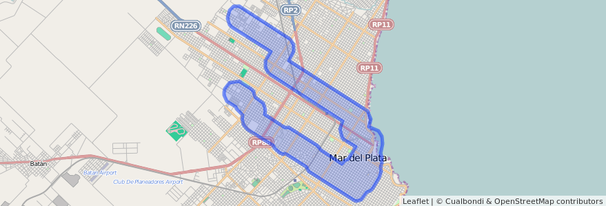 Cobertura de transporte público de la línea 531 en Mar del Plata.